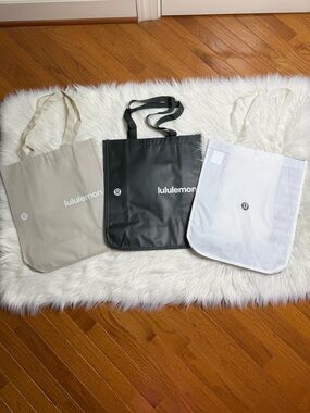 Set of 3 Lululemon Large Reusable Tote Bag Trio Limited Rare Print